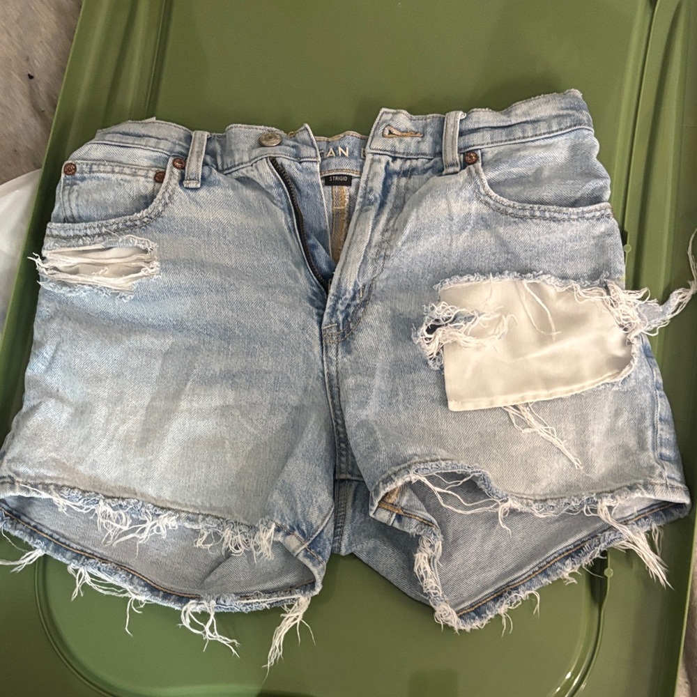 AE Light Blue Distressed Jean Shorts